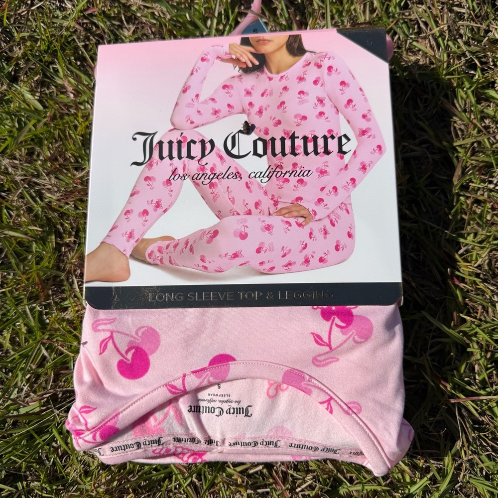 Juicy Couture cherry seamless long sleeve top and leggings set small